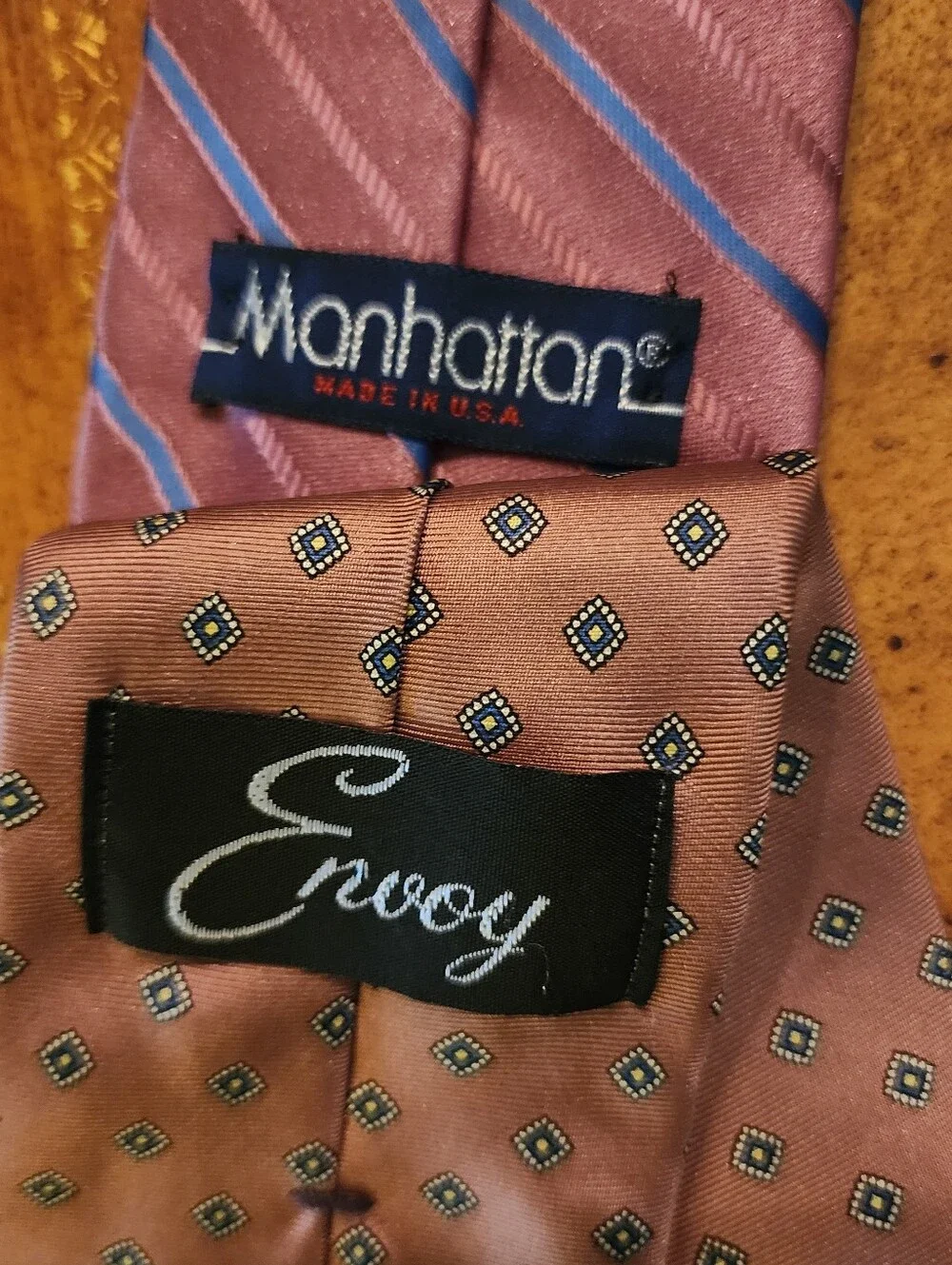 3pc Vintage Men’s Tie Lot ENVOY MANHATTAN Paisley Stripe Polyester Neckties